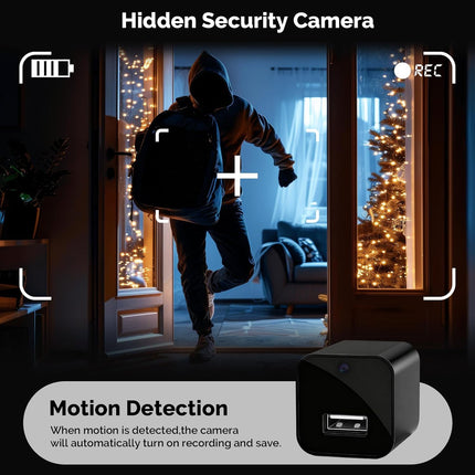 1080P Hidden Spy Camera USB Charger with WiFi, Motion Sensors, Night Vision, and App Connectivity