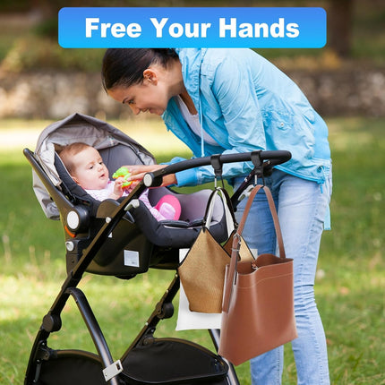 4 Pack Premium Non-Slip Adjustable Stroller Hooks