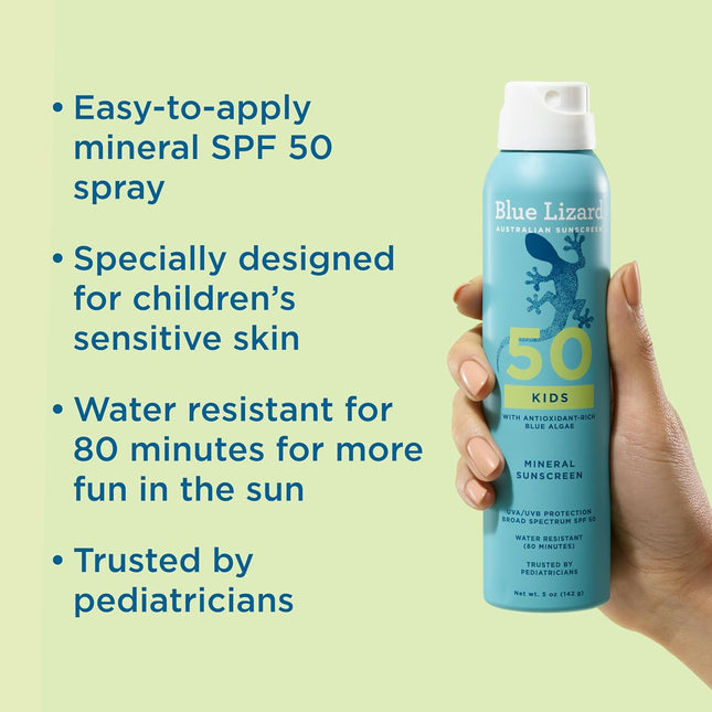 GlowEssence EsenciaLuz Blue Lizard Kids Mineral Sunscreen Spray SPF 50+, Brand — Beauty & Self-Care