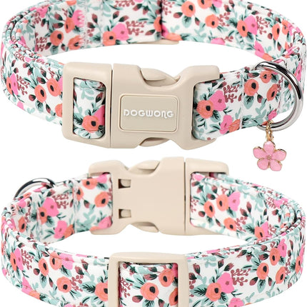 Flower Cotton Dog Collar for Small, Medium, and Large Dogs