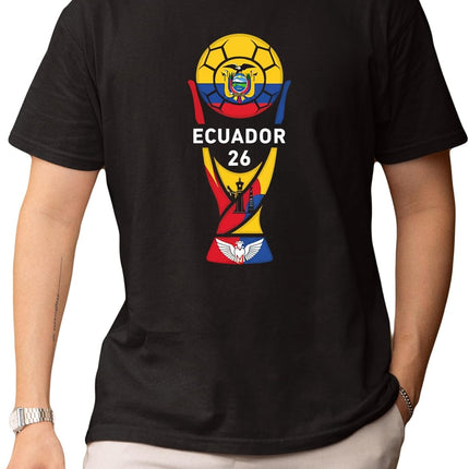 Ecuador 26 Soccer Shirt – 2026 International Football Country Fan T Shirt, Black, Large