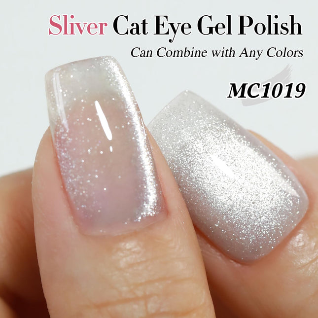 Silver Cat Eye Gel Polish with Magnet, 15ml