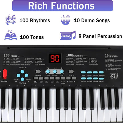 NexWave OndaNex 61 Keys Piano Keyboard, Electronic Digital Piano with Built-in Speaker — Smart Tech