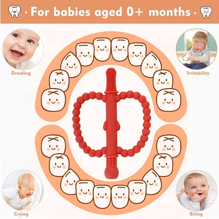 Apple Shape Silicone Hollow Teether Tubes, 2 Pack