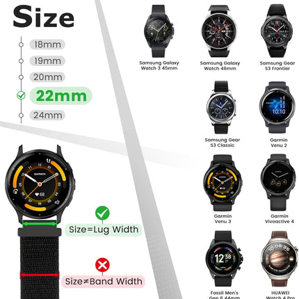 22mm Nylon Quick Release Smartwatch Band