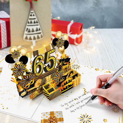65th Birthday 3D Pop Up Card with Gold Retro 1961 Theme