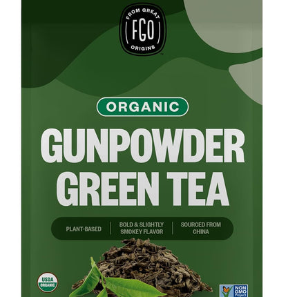 Organic Gunpowder Green Tea Loose Leaf, 453g Resealable Bulk Bag