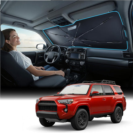 Custom-Fit Windshield Sun Shade Umbrella with Vinyl Heat Shield