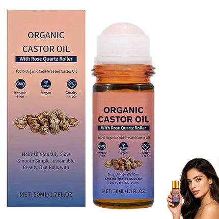 GlowEssence EsenciaLuz DESIYUE Organic Castor Oil Roll On with Rose Quartz Roller — Beauty & Self-Care