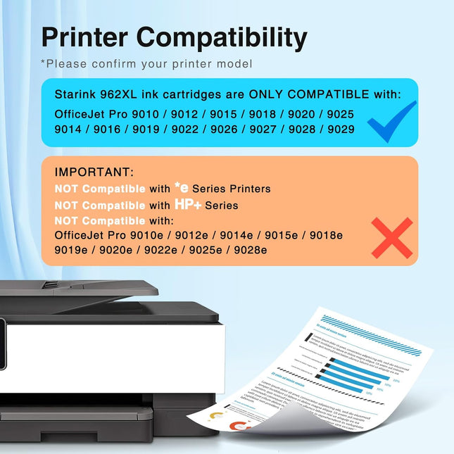962XL Compatible Ink Cartridge Combo Pack, BK/C/M/Y, 4 Pack