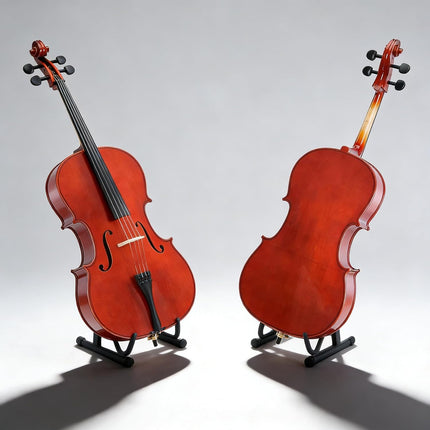4/4 Full Size Acoustic Cello Kit for Adults, Students & Beginners - Red