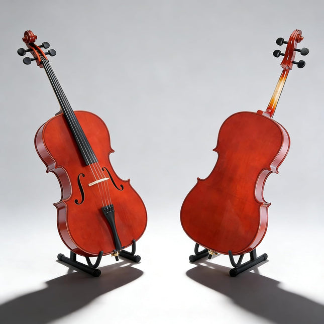 4/4 Full Size Acoustic Cello Kit for Adults, Students & Beginners - Red