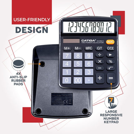 12-Digit Desktop Calculator with Large LCD