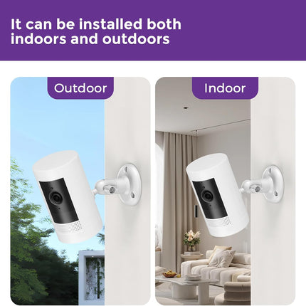 2 Pack No-Drill Indoor/Outdoor Camera Wall Mounts – 360° Adjustable with Strong Adhesive & Screw Option