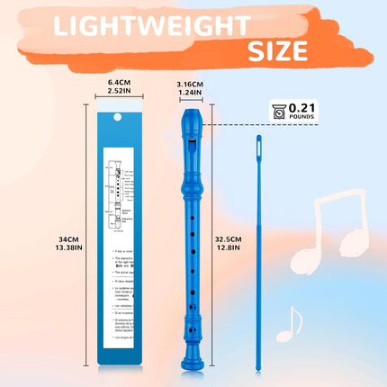 8-Hole Soprano Descant Recorder, Baroque Style, with Cleaning Rod & Case Bag