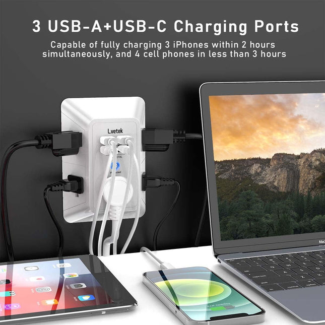 5-Outlet Wall Outlet Extender with 4 USB Charging Ports