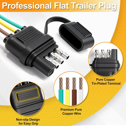 4 Pin Trailer Connector 2 Pack, 25 Inch 16 AWG