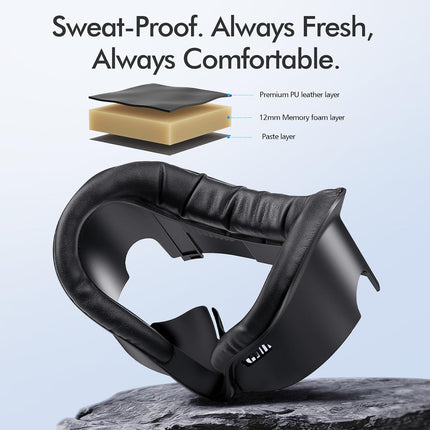 Black Sweat-Proof PU Leather Foam VR Face Pad