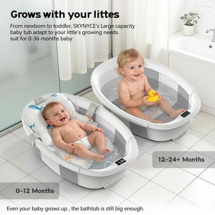 Collapsible Baby Bathtub for Newborns to Toddlers, Grey