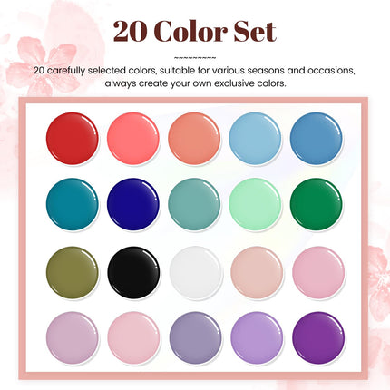 23-Piece Multicolor Gel Nail Polish Set with Base, Glossy & Matte Top Coats