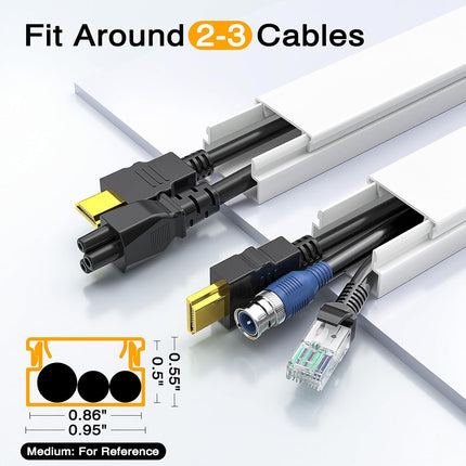 White 157 in Wall Cord Hider Cable Raceway Kit