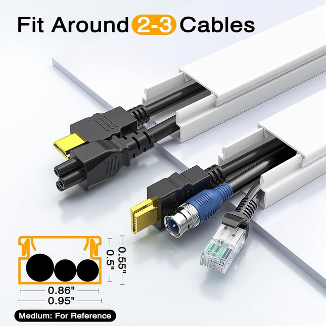 White 157 in Wall Cord Hider Cable Raceway Kit
