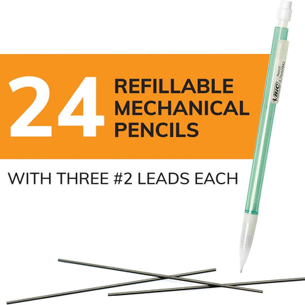 Xtra-Sparkle No. 2 Mechanical Pencils with Erasers, 0.7mm Medium Point, 24-Count