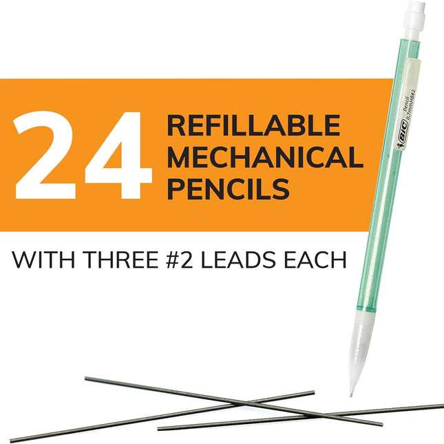 Xtra-Sparkle No. 2 Mechanical Pencils with Erasers, 0.7mm Medium Point, 24-Count