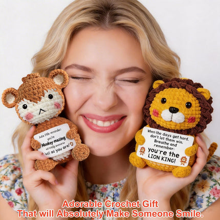 Positive Crochet Animal Plush Set with Support Messages