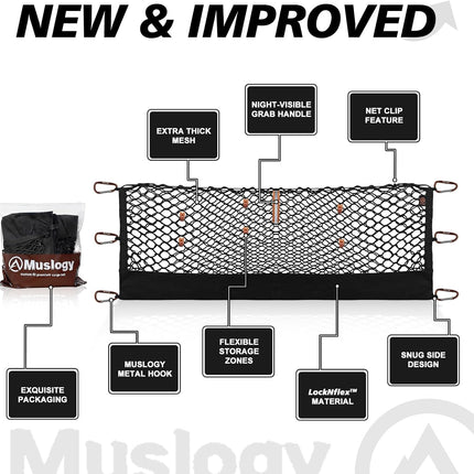 Truck Bed Cargo Net Trunk Netting with Heavy Duty Carabiners