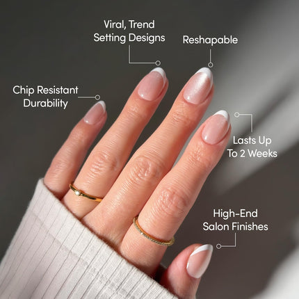 Angelic Touch Short Oval Press-On Nails with French Tips