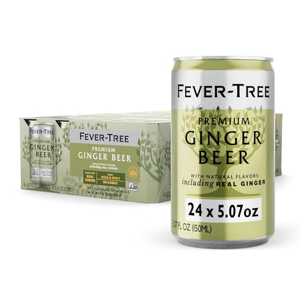 Premium Ginger Beer Mixer, 5.07 fl oz Cans, Pack of 24
