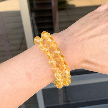 November Birthstone Citrine Natural Stone Stretch Bracelet