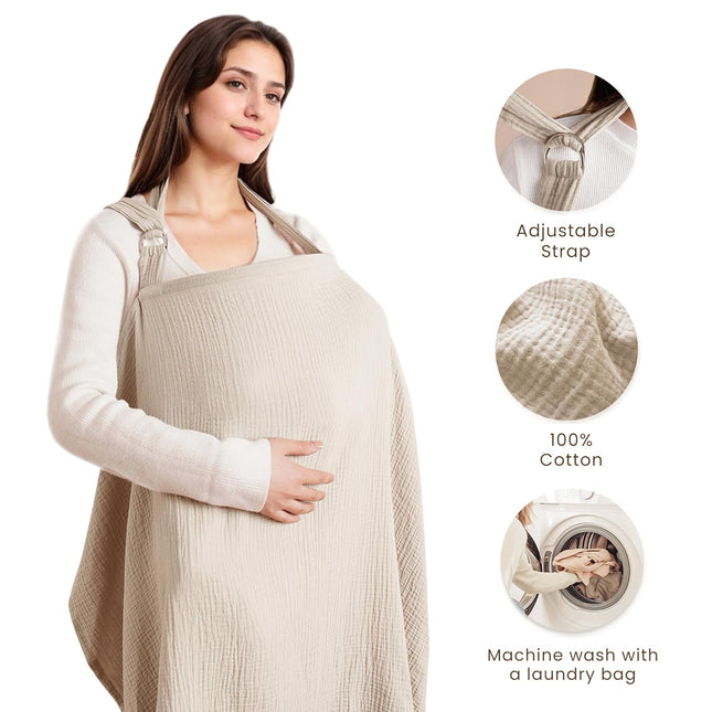 Muslin Nursing Cover in Summer Wheat