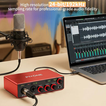 2x2 24-bit/192kHz Audio Interface for PC, Mac & iOS Recording - Alloy Red