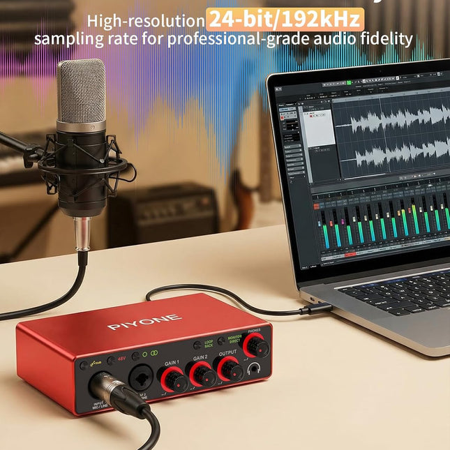 2x2 24-bit/192kHz Audio Interface for PC, Mac & iOS Recording - Alloy Red