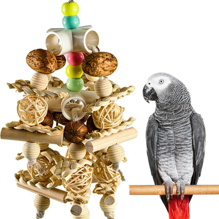 PawHaven RefugioPata Natural Wooden Parrot Toy - Safe Bird Chewing Toy for Parakeets — Pet Supplies