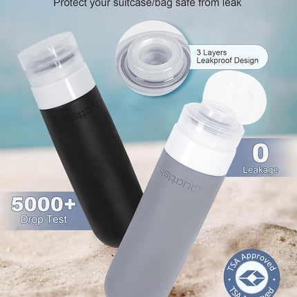 20 Pack TSA-Approved Silicone Travel Bottles for Toiletries, Black