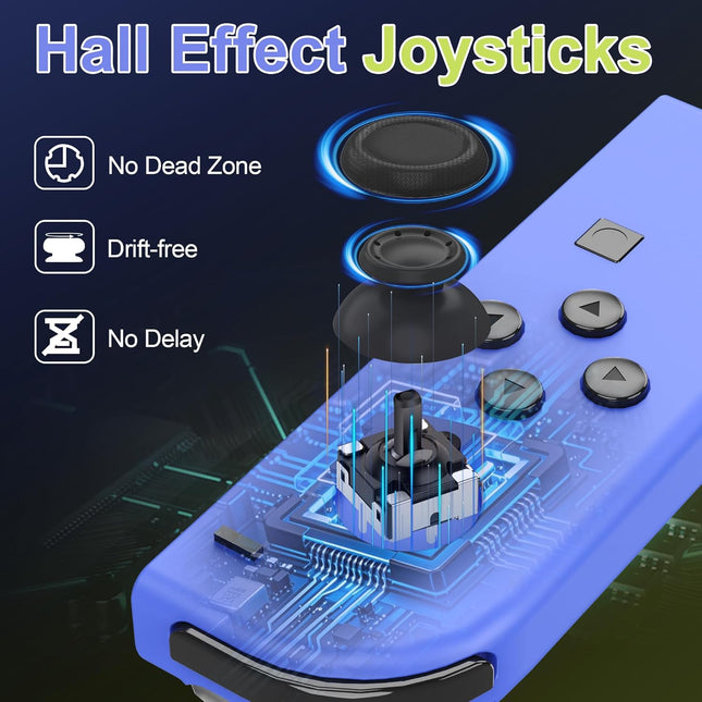 Wireless Hall Effect Controllers for Switch 1, OLED & Lite - Blue/Yellow