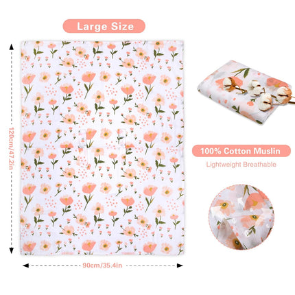 Pink Floral Muslin Car Seat Cover for Babies
