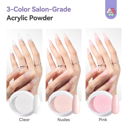 SourceToHome FuenteACasa SAVILAND Acrylic Nail Kit for Beginners: Clear Pink Nude Acrylic Powder — Home & Lifestyle