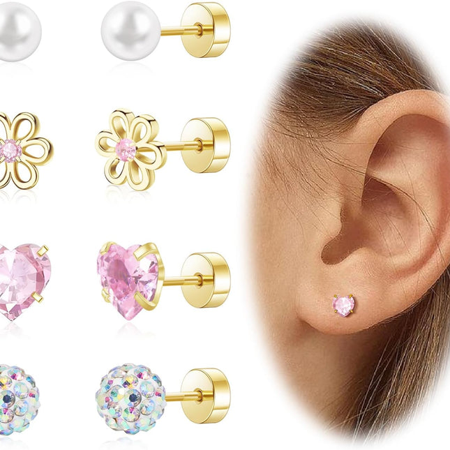 Cute Mixed Gold Hypoallergenic Stud Earrings