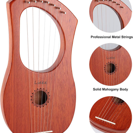 7 String Lyre Harp Kit with Tuning Wrench and Bag