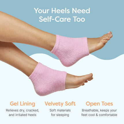 Moisturizing Heel Socks for Cracked Heel Treatment, Fuzzy Pink Regular