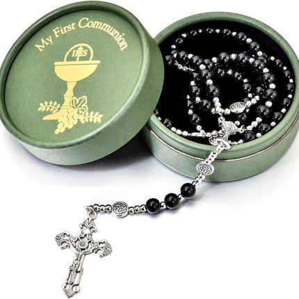 SourceToHome FuenteACasa Merroyal Glass Pearl First Communion Rosary with Chalice Centerpiece and — Home & Lifestyle