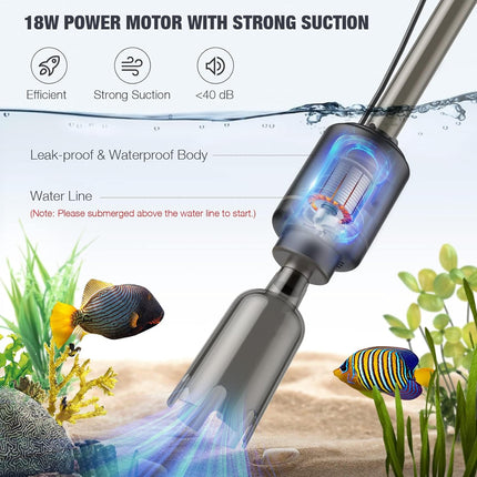 PawHaven RefugioPata AKKEE Aquarium Vacuum Gravel Cleaner, 18W Electric Fish Tank Cleaner Vacuum — Pet Supplies