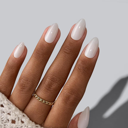 White Short Almond Soft Gel Press-On Nails