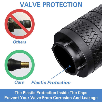 Black Anodized Aluminum Tire Valve Stem Caps, 4-Pack