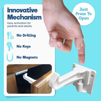 Upgraded Invisible Baby Proofing Cabinet Latch Locks (10 Pack)