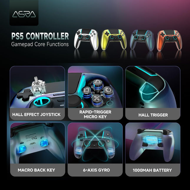 Chrome Blue Wireless Pro Controller with Hall Effect Joystick